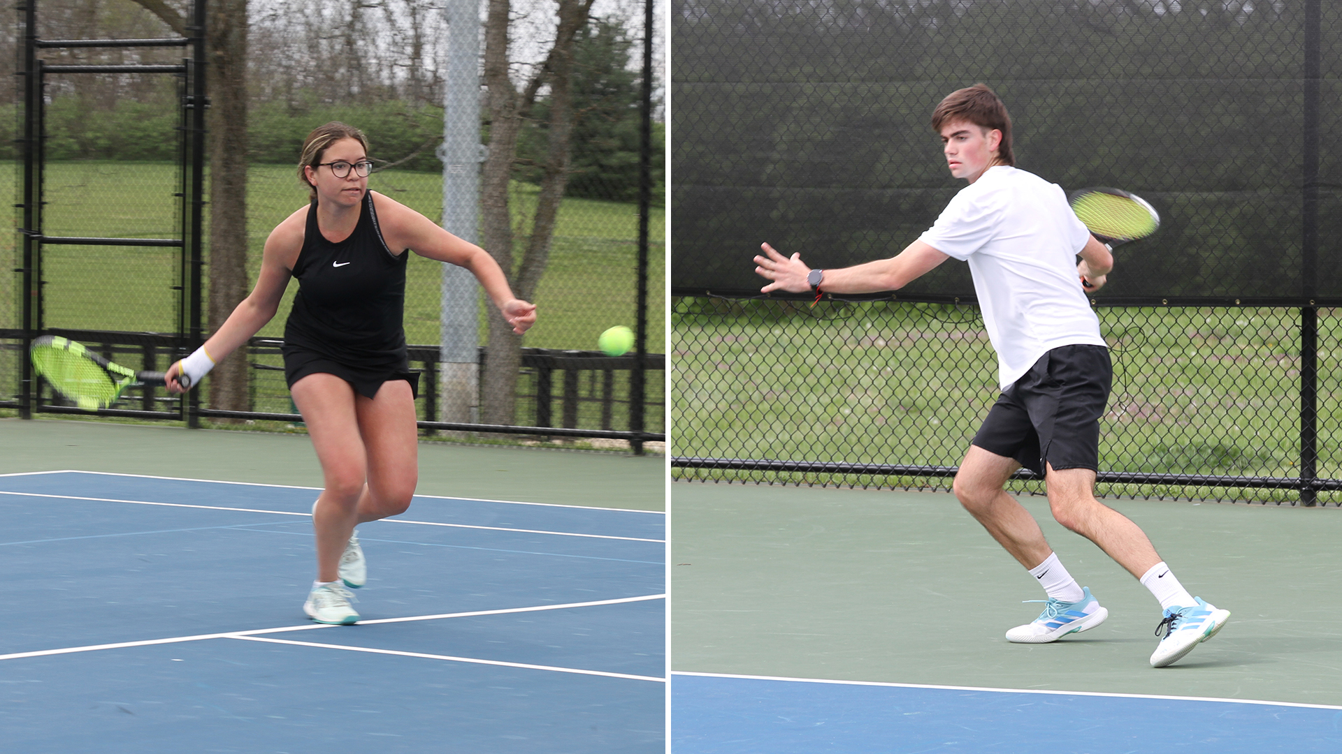 The Midway men's and women's tennis teams each earned comfortable wins in dual matches at Johnson (Tenn.) over the weekend.