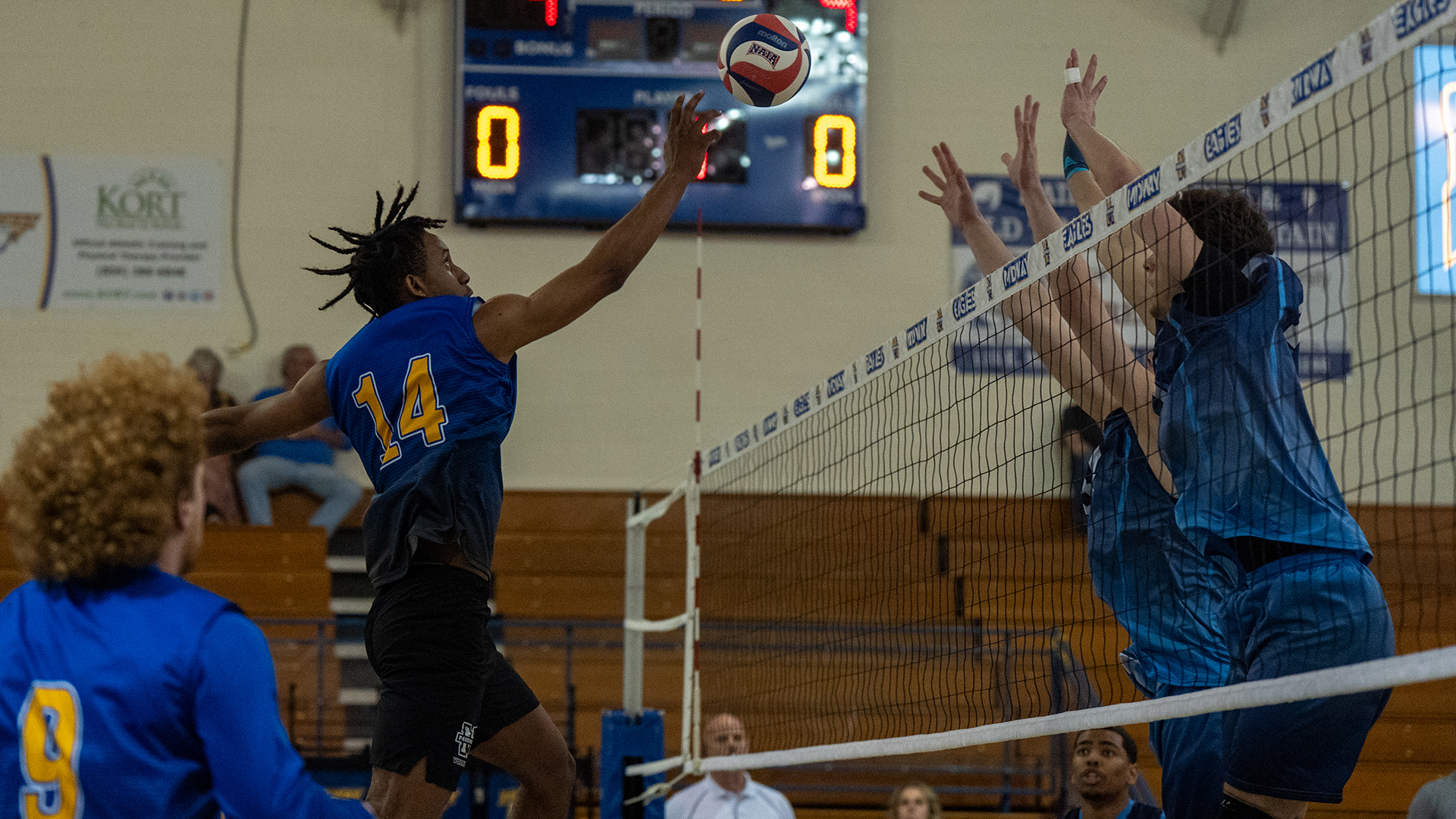 Jai'Den Chinnis had a team high eight kills in a loss to Thomas More Thursday.