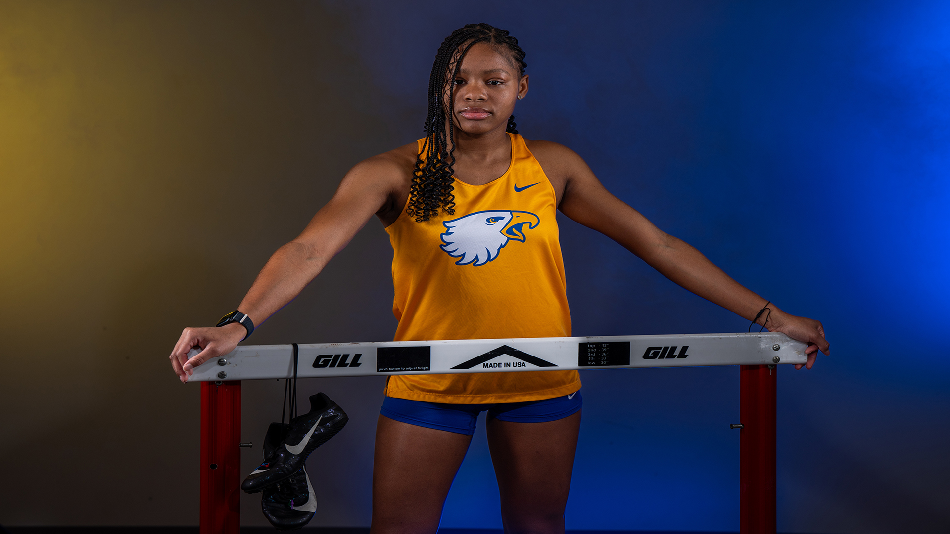 Taniyah Hines broke her own 60-meter hurdle record in a second-place finish at the Centre College Invitational Saturday.